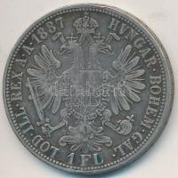 Ausztria 1887. 1Fl Ag "Ferenc József" T:2- ph.  Austria 1887. 1 Florin Ag "Franz Joseph" C:VF edge error