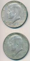 Amerikai Egyesült Államok 1965-1966. 1/2$ Ag "Kennedy" (2x) T:2 patina 
USA 1965-1966. 1/...