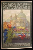 1924 Velencei Nemzetközi Művészeti Kiállítás plakátja. Ofszet. Kartonra kasírozva. /  1924 Poster of the Venice International Exposition of Art. On cartboard. 46x30 cm