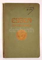 Essen an den Ruhr Dem Kongreß für Innere Mission der Evangelische Kirche Deutschlands... Essen, 1907. Thaden u. Schmermann. A város ismertetésével, sok képpel és a város kihajtható térképével. Gerincén kissé hibás papírkötésben. / With many pictures and a large map of the city. Paper  binding with small missing part. 142p.