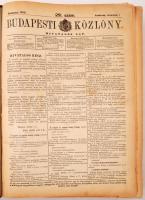 1908 A Budapesti közlöny hivatalos lap novemberi és decemberi számai bekötve, kissé megviselt félvászon kötésbe. Hivatalos hírek, előléptetések...