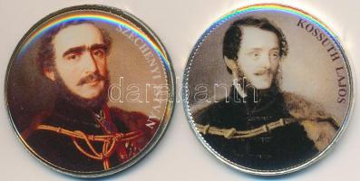 DN 50Ft "Nagy Magyarok / Széchenyi István, Kossuth Lajos" (2x) multicolor emlékérme sorozat, ezüstözött Cu-Ni, tanúsítvánnyal T:2