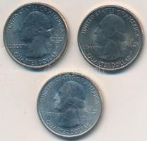Amerikai Egyesült Államok 2010. 1/4$ Cu-Ni 3xklf multicolor érme "Gyönyörű Amerika" mind t...