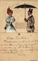 1899 Couple, humorous postcard, litho