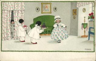 3 db RÉGI motívumlap képeslap, gyerek, s: Pauli Ebner / 3 old motive postcards, children