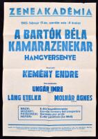 1965 A Bartók Béla Kamarazenekar Zeneakadémián rendezett hangversenyének plakátja, hajtott, 70x50 cm