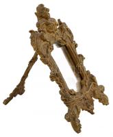 Barokk stílusú, asztalra állítható réz tükör, 28x17 cm