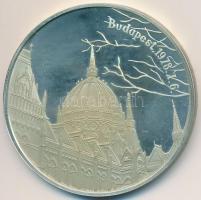 Fülöp Zoltán (1951-) 1978. &quot;Budapest - Parlament / Királyi szent ereklyék&quot; Ag emlékérem tokban (27g/0.925/42,5mm) T:PP