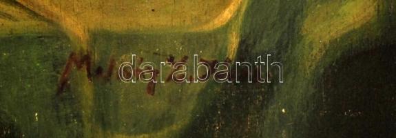 Molnár jelzéssel: Virágcsendélet. Olaj, falemez, 80×60 cm