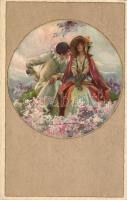 Italian art postcard, Clown with a lady, Ross-Monopol No. 1016, s: T. Corbella (EK)