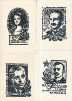 Fery Antal (1908-1944): 4 db ex libris, klisé, papír, dúcon jelzett, cca 15x11cm