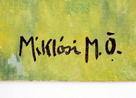 Miklósi jelzéssel: Körmenet. Akvarell, papapír, 29×39 cm