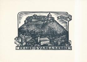 Fery Antal (1908-1944): 4 db ex libris, klisé, papír, jelzett, ebből 2 dúcon, cca 15x10cm és 13x10cm