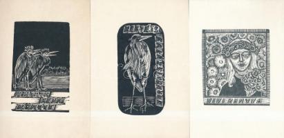 Trojan-Marian József (1931-):kis grafika klisék, jelzett, papír,3db, 15x10cm