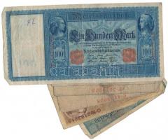 Német Birodalom 1908. 20M + 1910. 20M (3x) + 100M piros pecséttel + 1914. 20M + 1917. 5M T:III,III-
...