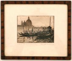 Olvashatatlan jelzéssel: Velence. Rézkarc, papír, üvegezett keretben, 12×16 cm