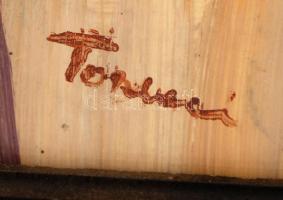 Tornai jelzéssel: Enteriőr. Olaj, papír, üvegezett keretben, 40×30 cm