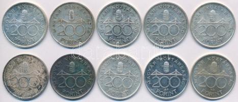 1992-1993. 200Ft Ag "MNB" (10x) T:2,2- patina
