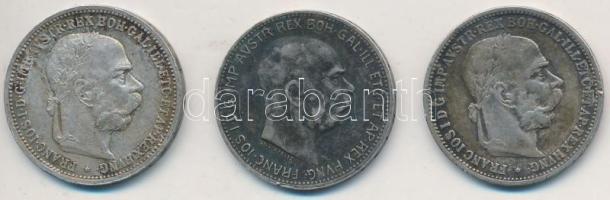 Ausztria 1893-1915. 1K Ag "Ferenc József" (3x) T:2- patina
Austria 1893-1915. 1 Corona Ag...