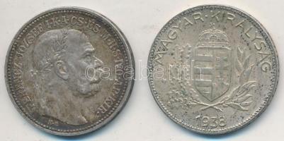 1915KB 1K Ag "Ferenc József + 1938. 1P Ag T:2,2-