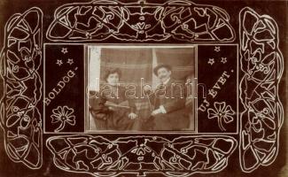 17 db RÉGI motívumlap, vegyes minőség; családi fotók, romantikus párok / 17 old motive cards, mixed ...