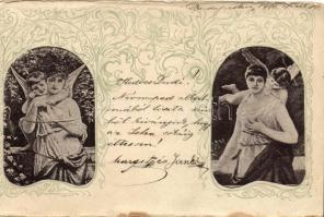 42 db RÉGI motívumlap, sok lithoval és dombornyomottal, vegyes minőség; üdvözlő, művész, gyerek, höl...