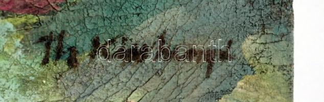 Kiss jelzéssel: Városhatár. Olaj, karton, 40×50 cm