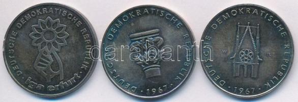 NDK 1967. 3db-os Ag emlékérem szett eredeti dísztokban: "Naumburgi dóm" + "Magdeburgi...