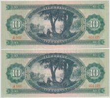 1969. 10Ft (2x) sorszámkövetők, nyomdai papírránccal T:I-,II