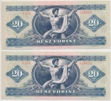 1980. 20Ft (2x) sorszámkövetők T:I-,II