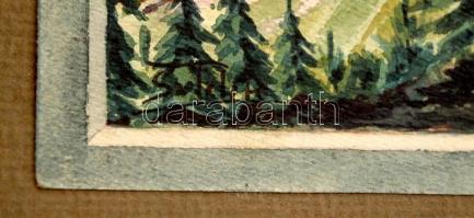 Sztelek jelzéssel: Város a hegyen. Akvarell, papír, 13×19 cm