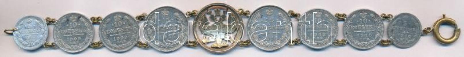 Orosz Birodalom 1903-1910. 5k Ag (2x) + 1909-1912. 10k Ag (4x) + 1914-1915. 15k Ag (2x) + 1914. 20k ...