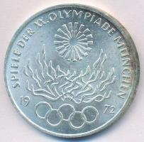 NSZK 1972G 10M Ag "Olimpia-München / Olimpiai Láng" T:2 apró ph. FRG 1972G 10 Mark Ag "Olympic Games Munich / Olympic Flame" C:XF tiny edge error