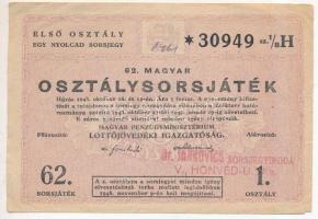 1948. "61. és 62. Magyar Osztálysorsjáték" (5x) első, második, harmadik és negyedik osztál...