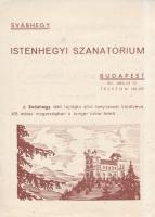 cca 1910-1920 Bp., Az Istenhegyi Szanatórium szórólapja, 17x13 cm