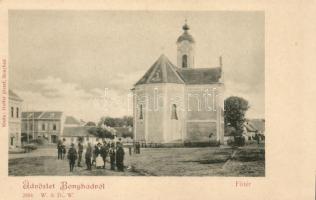 Bonyhád, Főtér, templom; kiadó Hoffer József