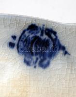 Antik fajansz tál, máz alatti kékkel, hibátlan, 35×25 cm