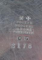 Sheffield jelzett áttört szélű tálca, ezüstözött alpakka, 26×26 cm