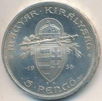 1938. 5P Ag "Szent István" T:2  Adamo P8.1