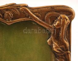 Szecessziós, réz képkeret, csavarok hiányoznak, 18x13cm