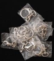 Rozsdamentes karabineres kulcstartók (10db), h:6 cm