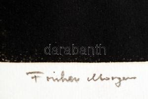 Osztrák alkotó: Kora reggel. Jelzett, számozott linómetszet. / Austrian artist. Lino engraving 35x52...