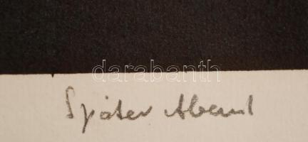 Osztrák alkotó: Késő este. Jelzett, számozott linómetszet. / Austrian artist. late night. Lino engra...