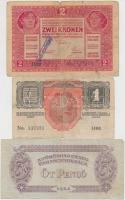 1916. 1K + 1917. 2K felülbélyegzéssel + 1944. 5P "A Vörös Hadsereg Parancsnoksága" T:III,I...