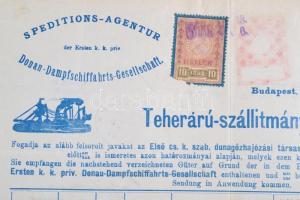 1902 DDSG fuvarlevél 8f + 20f Pancsova városi bélyegekkel / DDSG Bill of lading with Pancsova munici...