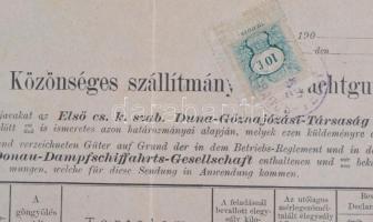 1902 DDSG fuvarlevél 6×10f Pancsova városi bélyegekkel, okmányon eddig ismeretlen / DDSG Bill of lad...