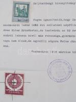 1916-1917 2 Szekszárd városi okmány különböző színű (ibolya ill. vörösesbanra) 1k városi okmánybélye...