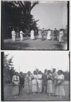 cca 1910 Tenisz társaság 4 csoportképe, korabeli negatívokról készült mai modern nagyítások, 13x18 c...