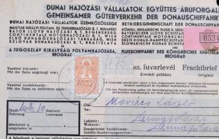 1942 DGT fuvarlevél / Bill of freight Budapest - Dunaföldvár