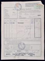 1939 DGT fuvarlevél / Bill of freight Budapest - Dunaföldvár